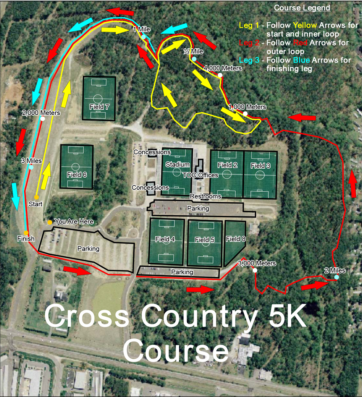 map wakemed course cross country 5k park soccer race run catering cary nc